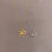 Stainless Steel Zircon Flower Necklace for Women Luxury Rhinestone Exquisite Elegent Sweet Clavicle Chain Y2K Jewelry No Fading