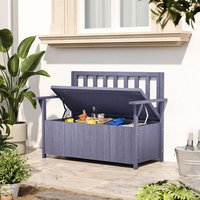 2-Seater Wooden Garden Storage Bench with 135L Box, Ideal for Outdoor Spaces in Grey