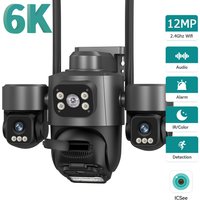 12MP Triple Lens PTZ IP Security Camera IP66 Waterproof Auto Tracking Night Vision 2-Way Audio WIFI CCTV Surveillance iCsee APP