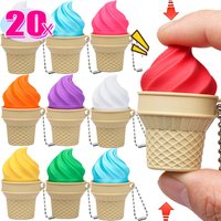 1-20pcs Creative 3D Printed Button Fidget Stress Relief Keychain Simulated ICE CREAM Keyboard Clicker Gift Bag Pendant