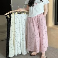 2026 Summer Women Loose Fit Comfortable Skirts Girls Pink High Waist A-line Skirts Lady Wave Point Mid-Long Skirts