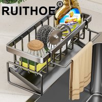 Kitchen Sponge Holder Stainless Steel Sink Drain Rack Soap Drainer Towel Rack Shelf Organizer bathroom Storage Accessories