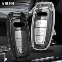TPU Car Remote Key Case Cover Shell Fob For Audi A3 A4 B9 A6 A7 4K A8 E-tron Q5 Q8 C8 D5 SQ8 Key Protector Keychain Accessories