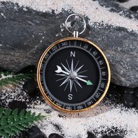 Mini Camping Compass Aluminum Alloy Keychain AID Guide Compass Waterproof Lightweight Practical Hardware Tool for Outdoor Travel