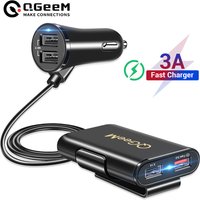 QGEEM-Chargeur de voiture 4 USB QC 3.0, charge rapide 3.0, pour téléphone, adaptateur avant et arrière, portable, prise pour iPhone
