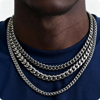 Vintage Cuban Chain Necklace for Men Women,3/5/7mm Stainless Steel Curb Link Chain Chokers,Casual Basic Punk Jewelry