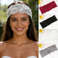 Fashion Elegant Mesh Lace Headband Hollow-Out Lightweight Elastic Headwrap Breathable Hairband Cap Girls Bride Wedding Headwear