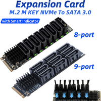 M.2 NVMe To SATA 3.0 Expansion Card 6Gbps 8-port / 9-port with Smart Indicator Supports Network Storage Hard Disk Expansion