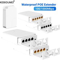 5 Port 100/1000Mbps POE Extender 4 Port Repeater Outdoor Waterproof Network Switch IP55 VLAN 44-57V for POE Camera Wierless AP