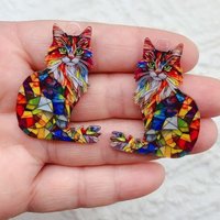 10pcs Acrylic Cartoon Cat Charm Jewelry Decorative Accessories Necklace Bracelet Earring Pendant Diy Craft Supplies
