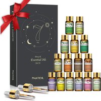 PHATOIL 15pcs Essential Oils Set (5ml)-Aromatherapy Diffuser Oils Lavender Peppermint Eucalyptus Lemon Cinnamon Vanilla Rose