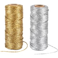 100M 1.5mm Gold Silver Metallic Cord Non-Elastic String Rope Christmas Gift Wrapping DIY Crafts Jewelry Making Hanging Tag Decor