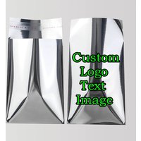 200PCS Glossy Silver Aluminum Foil Self Adhesive Packaging Bag DIY Logo Gifts Toys Jewelry Stickers Bra Garment Shipping Pouches