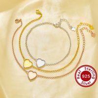 10MM Keepsake Mother Milk Resin Heart Bezel Bracelet Settings,Solid 925 Sterling Silver Gold Plated Bracelet 7.2''+2'' 1900318