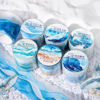 40mm*2m Ocean Wave Theme PET Tape INS Masking Adhesive Creative Decor Scrapbook supplies DIY Planner office stationery Stickers