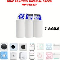 3 rouleaux de papier thermique bleu sur blanc pour mini-imprimante, pour impression claire et nette