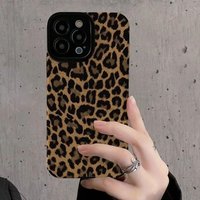 Fashion Brown Leopard Silicone Leather Case For iPhone 17 ProMax Air 14 16 15 Pro Max 11 12 13 Mini Soft Shockproof Cover