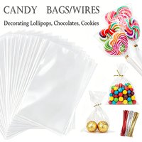 50-500Pcs Long Clear Cellophane Bags Transparents Candy Cookie Gift Packaging Bag Babys Shower Birthday Party Wedding Decor