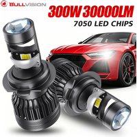 Bullvision 2Pcs Mini H7 LED With Lens H4 9003 LED Projector Lenses H8 H9 H11 HB3 9005 9006 Hi/Lo Beam Canbus Turbo LED Bulbs 12V
