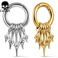 Casvort 2PCS Stainless Steel Ear Weights Hanger for Pierced Ears 6G 4mm Spike Tassel Ear Gauges Expanders Gothic Body Jewelry