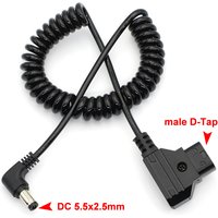 Power Tap D-Tap Male to Right Angle DC 5.5x2.5mm 12V Cable for DSLR Rig Power V-Mount Anton Battery Photography Accessories