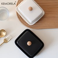 KEMORELA Ceramic Butter Dish with Lid Rectangular Sealable Cheese Storage Box High-End And Elegant for Kitchen & Restaurant ome