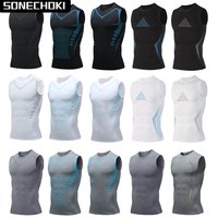 Compression Shirt Men Sleeveless Gym Clothing Dry Fit Printing Sportswear Male Fitness Bodybuilding Vest Workout Muscle Tank Top
