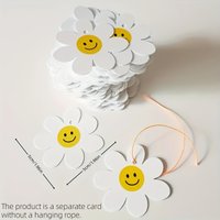 100pcs Smiling Face Flower Tag for Gift Bag Decor, Small Blessing Greeting Card Decor Tag, Gift Box Decoration,new Years