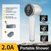 Portable Electric Shower 2.0A Built-in Battery LCD Digital Display Pet Dog Bath Sprayer Outdoor Bathing Tool with 2 meter Hose