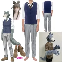 Anime Legosi Cosplay Costume Uniform Suit Grey Wolf Costume Anime Legoshi Wig Wolf Ears Gloves Shoes For Women Men Halloween