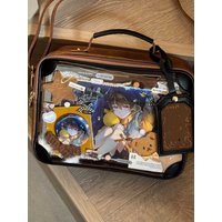 Harajuku Vintage Solid Ita Bag Women Spacious Multi-Pocket Multifunctional Crossbody Bag Ladies PU Leather Square Handbag Y2k