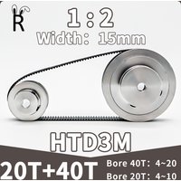 20T 40T HTD 3M Timing Belt Pulley Set Belt Width 15mm Reduction 1:2 40Teeth Synchronous Wheels Set 3M 20Teeth Timing Pulley Kit