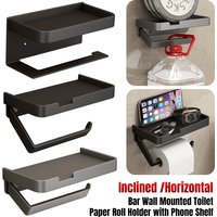 Toilet Paper Roll Holder with Phone Shelf Wall Mounted Brass Tissue Rack Storage