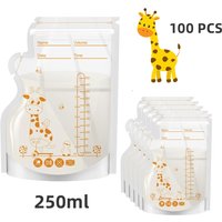 PE-Giraffen-Muttermilch-Aufbewahrungsbeutel, 250 ml, 30 Stück/60 Stück pro Packung, Pre-Stick-Etiketten, BPA-frei, auslaufsicher,