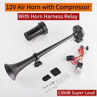 12V 450mm Air Horn with Compressor Black Super Loud for Truck Car SUV Motorcycle Boat – Universal