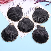 5pcs Black Shell Pendant Charm Women's Scallop Pendant Necklace Personalized Jewelry Beach Gift Diy Jewelry Handmade Accessories