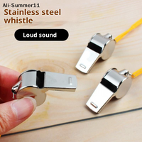 【A6L】2Pcs Stainless Steel Whistle With Lanyard Outdoor Sports Whistle Super Loud Emergency Survival Whistle