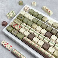 MAIMOOO Matcha Strawberry Cake Keycaps MOA Profile Milk Green Round Cute Dessert Key Caps for Aula F75/F99 Mechanical Keyboard