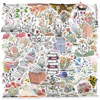 50Pcs Cartoon Flower In Book Sticker Vinyl Waterproof for Water Bottle Laptop Scrapbooking Luggage Guitar Skateboard