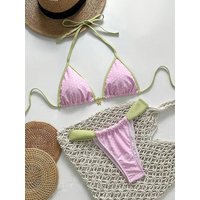 2026 full season backless sexy vacation bikini 2-piece set with lace up polka dot bikini women's split swimsuit beach bikini