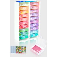 ForeverYoung 3-in-1 Diamond Painting Storage Tray Set (20 PCS) – Vertical Rack with Lockable Trays, DMC Color/Number Labels