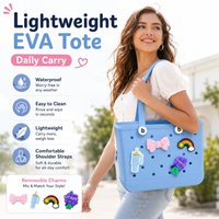 Expandable EVA Pool Tote Bag Solid Color Waterproof Beach Handbag Large Capacity Foldable Storage for Travel Outdoor Organizer