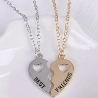 2Pcs BFF Friendship Necklace Love Hollow Fashion Couple Pendant Keychain Best Friends Forever Jewelry Party Romantic Gift 2026