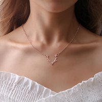 Simple Little Antler Deer Head Elk Charms Pendant Necklace For Women Clavicle Chain New Fashion Party Jewelry Accessories Gifts