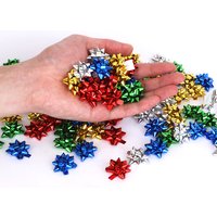 100pcs/2.5cm Mini Colorful 3D Star Flower Decorations DIY Self-adhesive Ribbon Bows Paper Gift Wrapping for Christmas Wedding
