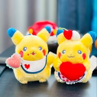 Official Pokemon Cafe Series Pikachu Plush Keychain Set Heart & Burger Restaurant Series Plush Toy Pendant Simplified Chinese