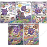 5Pcs Pokemon Cards Gengar Kids Hand Drawn Painting Anime Game Trading Cards PTCG Collection Hobby Holo Pokemon Cards Toy Gift