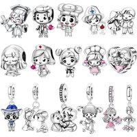 MISEFF S925 Sterling Silver Charm Character Profile Heart Beads Fit Original Bracelet Necklace Jewelry Making DIY Women Gifts