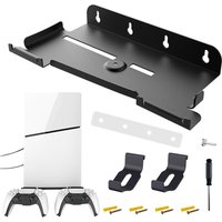 Wall Mount Bracket Console Stand with 2 Controller Mounts Wall Hanging Stand for PS5 Slim Digital Edition and Disc Edition