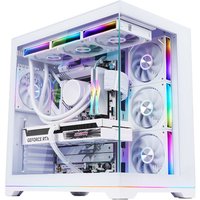 Without Fan PLUS Rainbow Version White, Panoramic Version Sea View Room Computer Case (360 Water Cooling/ATX Main Board /ARGB Li